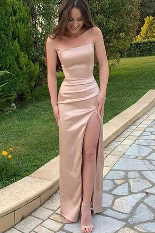 Simple Mermaid Spaghetti Straps Formal Dress Long Prom Dresses With S cherishgirls