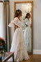 A Line Tiered Lace Wedding Dress With Train, Long Bridal Gown CHW0175