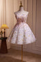 Short Strapless A-Line Homecoming Dress With 3D flowers, Cute Party Dress chh0166