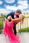 Pink Mermaid V-neck Sequined Long Prom Dress, Evening Dress With Slit CHP0274
