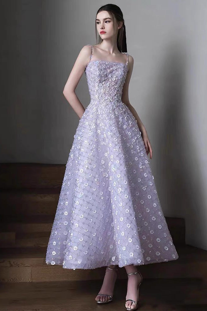 Purple Spaghetti Straps A Line Prom Dress, Ankle-Length Evening Gown C cherishgirls Purple Spaghetti Straps A Line Prom Dress, Ankle-Length Evening Gown C cherishgirls