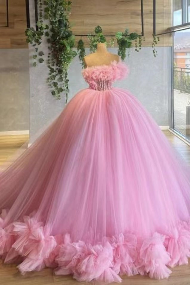 Gorgeous Ball Gown Light Pink Beading Prom Dresses, Strapless Quinceanera Dresses CHP0212 Gorgeous Ball Gown Light Pink Beading Prom Dresses, Strapless Quinceanera Dresses CHP0212