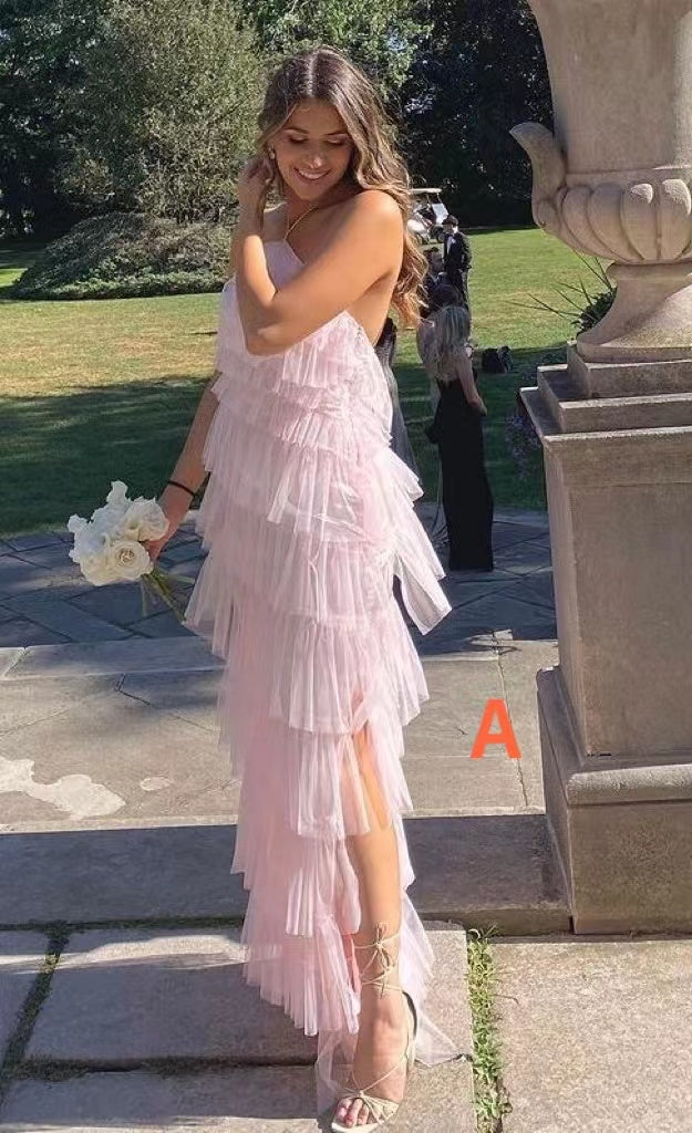 Gorgeous Floor-Length Halter Tulle Prom Dress With Layers ,Tulle Forma cherishgirls Gorgeous Floor-Length Halter Tulle Prom Dress With Layers ,Tulle Forma cherishgirls