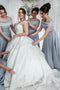 A-Line Off Shoulder Long Cheap Satin Bridesmaid Dresses Online, Simple Bridesmaid Dresses UQ2364