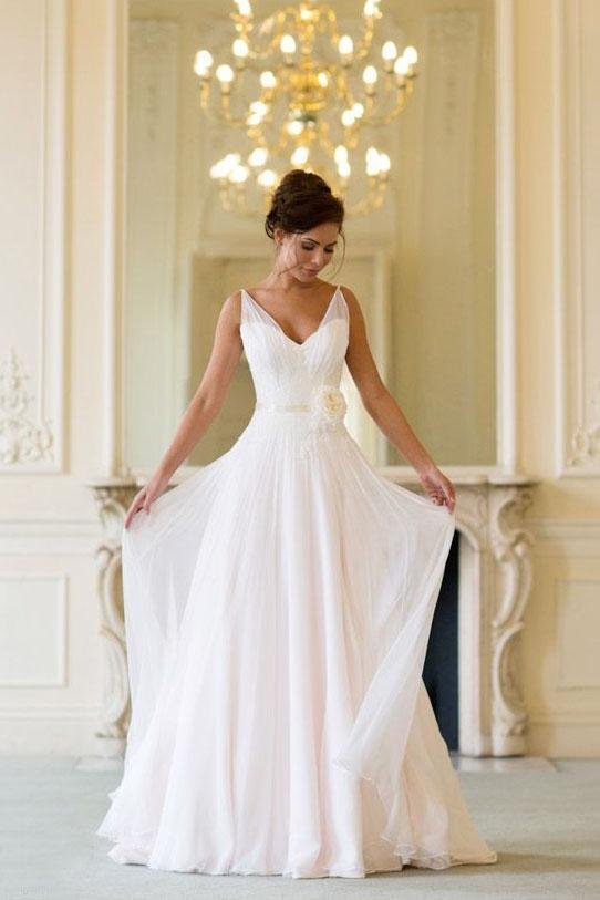 sachin and babi light blue dress Flowy Beach Wedding Dresses
