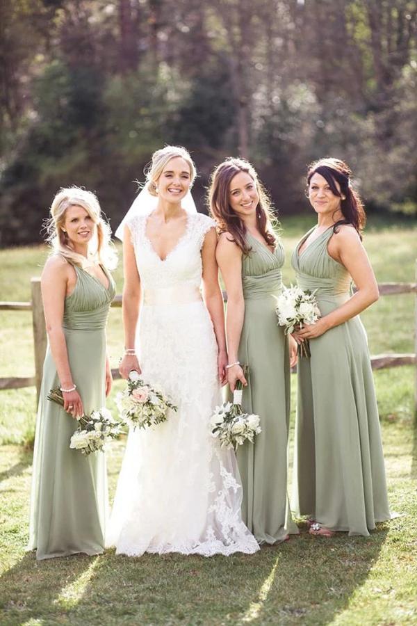 A Line Floor Length V Neck Sleeveless Chiffon Cheap Bridesmaid Dress U cherishgirls A Line Floor Length V Neck Sleeveless Chiffon Cheap Bridesmaid Dress U cherishgirls
