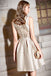 Simple Sleeveless Knee Length Homecoming Dress, A Line Satin Short Prom Dress UQ1981