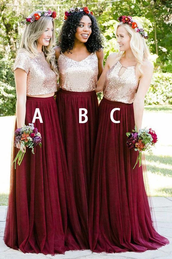 Short burgundy bridesmaid dresses sale