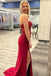 Burgundy Strapless Mermaid Applique Prom Dress with Slit, Evening Gown CHP0311