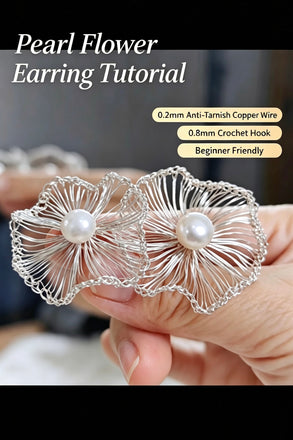 Wire Crochet Pearl Flower Earring Video Tutorial, DIY Copper Wire Jewelry CHJ1006