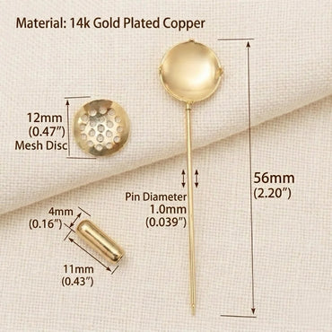 Mesh Disc Brooch Base Gold Silver Jewelry Findings for Wire Crochet CHJ1003