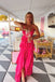 Gorgeous A-Line V Neck Prom Dress Hot Pink Evening Party Gown CHP0277