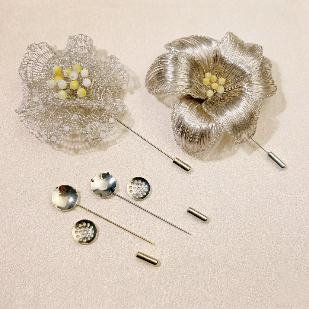 Mesh Disc Brooch Base Gold Silver Jewelry Findings for Wire Crochet CHJ1003