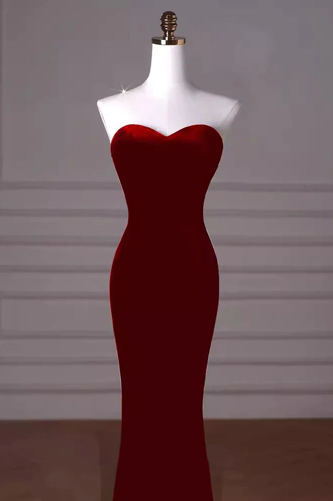 Black Sweetheart Mermaid Velvet Prom Dress With Removable Sleeves CHP0329