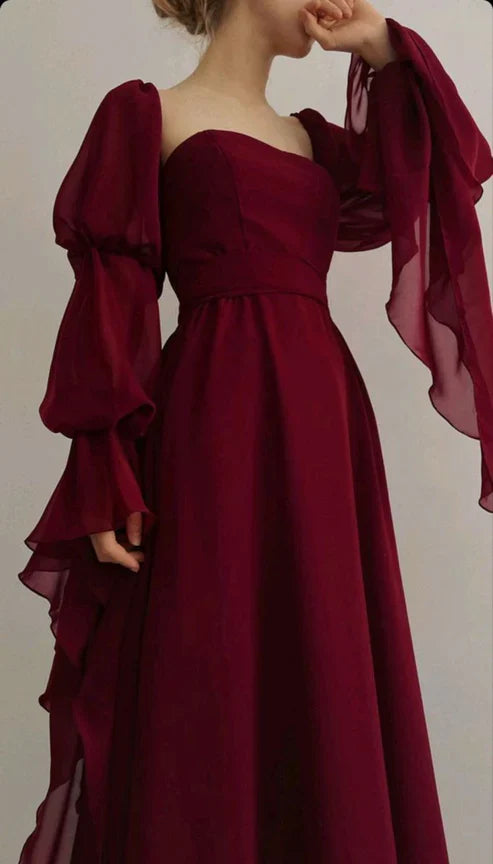 Elegant Long Prom Dress, Long Evening Gowns With Ruffles CHP0442