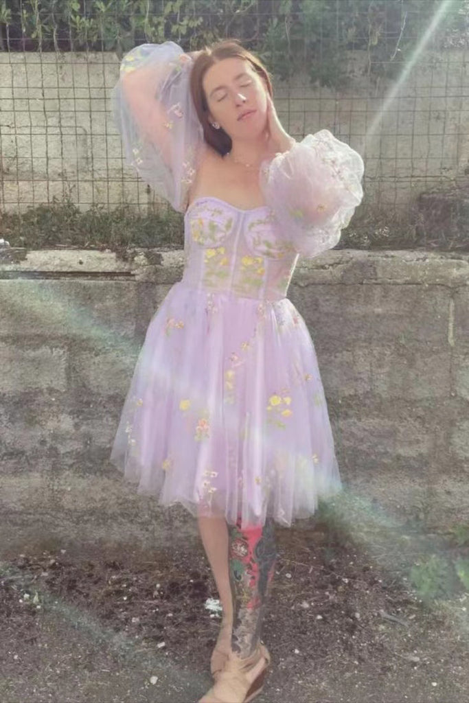 Detachable Sleeves A-Line Sweetheart Short Prom Dress, Homecoming Dres cherishgirls Detachable Sleeves A-Line Sweetheart Short Prom Dress, Homecoming Dres cherishgirls