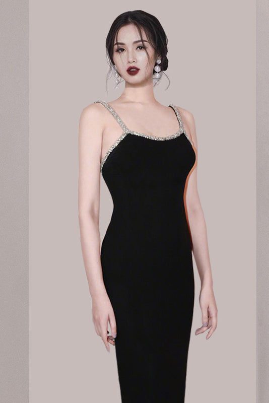 Black Spaghetti Straps Homecoming Dress With Rhinestone, Short Prom Dr cherishgirls Black Spaghetti Straps Homecoming Dress With Rhinestone, Short Prom Dr cherishgirls