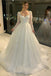 White Tulle Long Sleeves Wedding Dresses,Bridal Dresses With Applique CHW0168