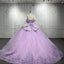 Purple Off The Shoulder Ball Gown Prom Dress, Princess Quinceanera Dresses With Applique CHP0269