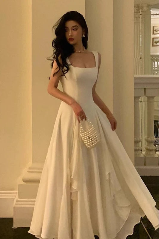 A Line Square Neck Prom Dress, Ankle Length Elegant Evening Gown CHP03 cherishgirls A Line Square Neck Prom Dress, Ankle Length Elegant Evening Gown CHP03 cherishgirls