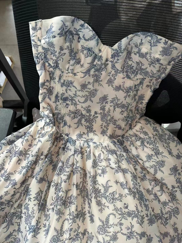 Strapless Prom Dress, Homecoming Dress With Floral CHP0445