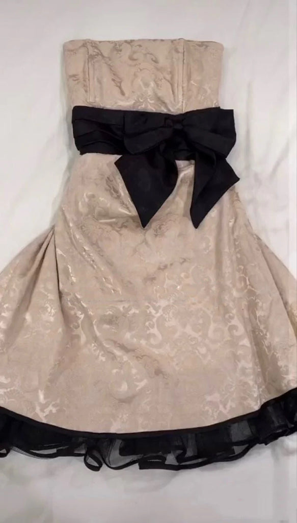 Chic Strapless Short Party Dress, Homecoming Dress With Bow CHH0194
