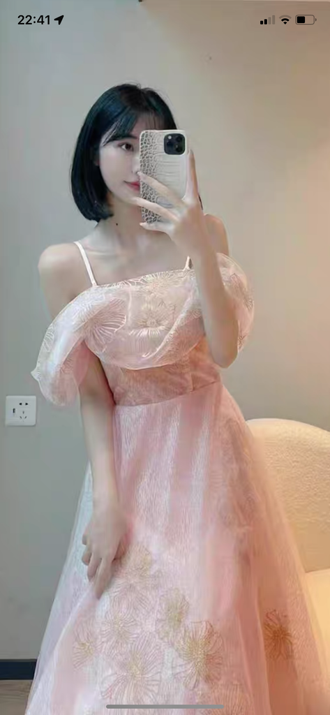 Pink Tulle Lace Short A-Line Prom Dress, Cute Off the Shoulder Party Dress CHP0319