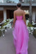 Gorgeous A-Line Pink Strapless Long Prom Dress With Ruffles, Formal Dress CHP0241