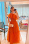 Orange Tulle One-Shoulder Long Formal Dress, Prom Dress CHP0316