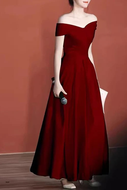 Ivory Off The Shoulder Long Prom Dress With Lace Up Back, A Line Formal Gown CHP0330