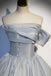 Gray Tulle Long A-Line Prom Dress, Gray Strapless Formal Evening Gown CHP0326