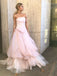 Strapless Pink Tulle A-Line Prom Dresses, Party Dress CHP0424