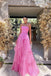 Gorgeous A-Line Pink Strapless Long Prom Dress With Ruffles, Formal Dress CHP0241