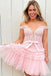 Hot Pink Off-the-Shoulder A-Line Short Prom Dress, Homecoming Dress chh0156