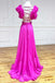 Hot Pink Ruffles Lace-Up Back A-Line Prom Dress, Formal Evening Dresses CHP0234