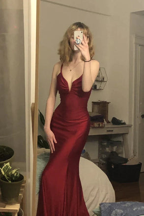 New Arrive Burgundy Mermaid Long Prom Dress, Evening Dress CHP0245