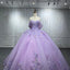 Purple Off The Shoulder Ball Gown Prom Dress, Princess Quinceanera Dresses With Applique CHP0269