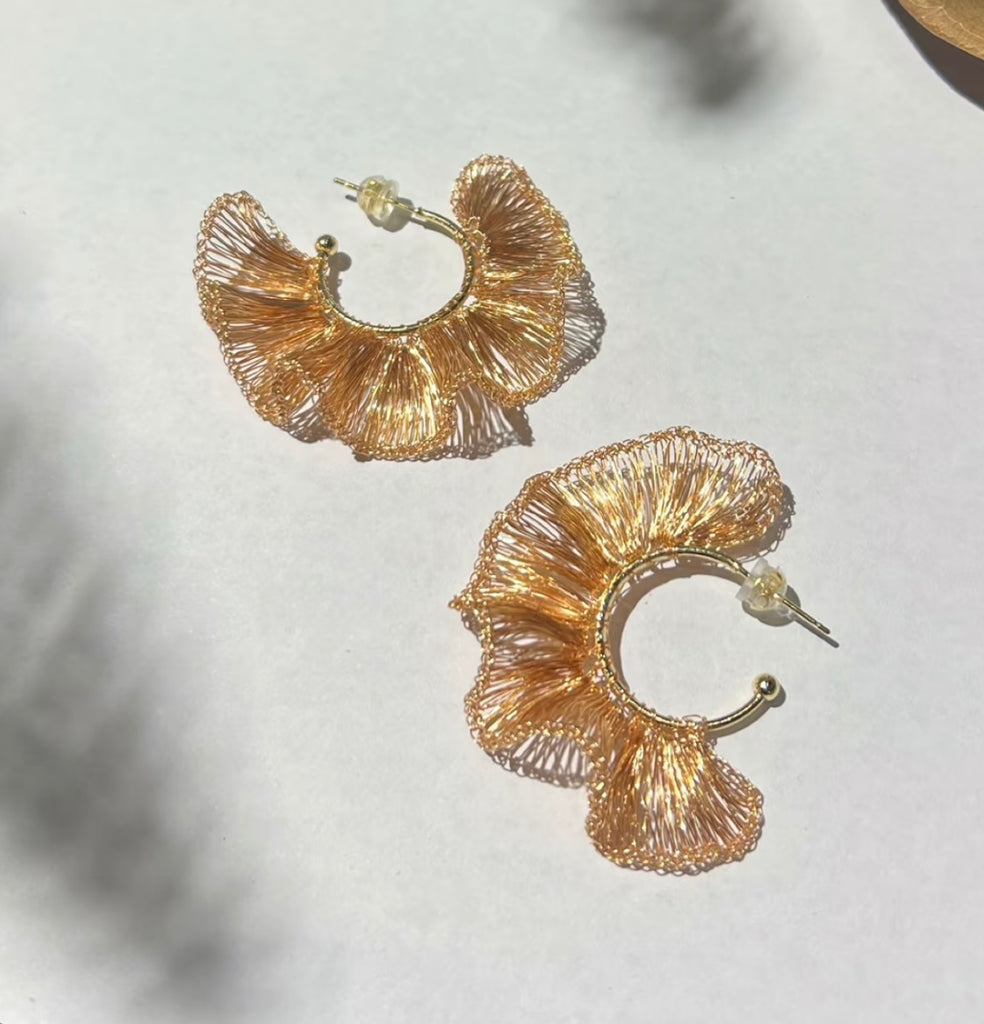 Handcrafted Wire Crochet Earrings – Gold & Silver Copper Hoops