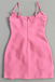 Hot Pink Spaghetti Straps Short Prom Dress with 3D Flowers CHH0199