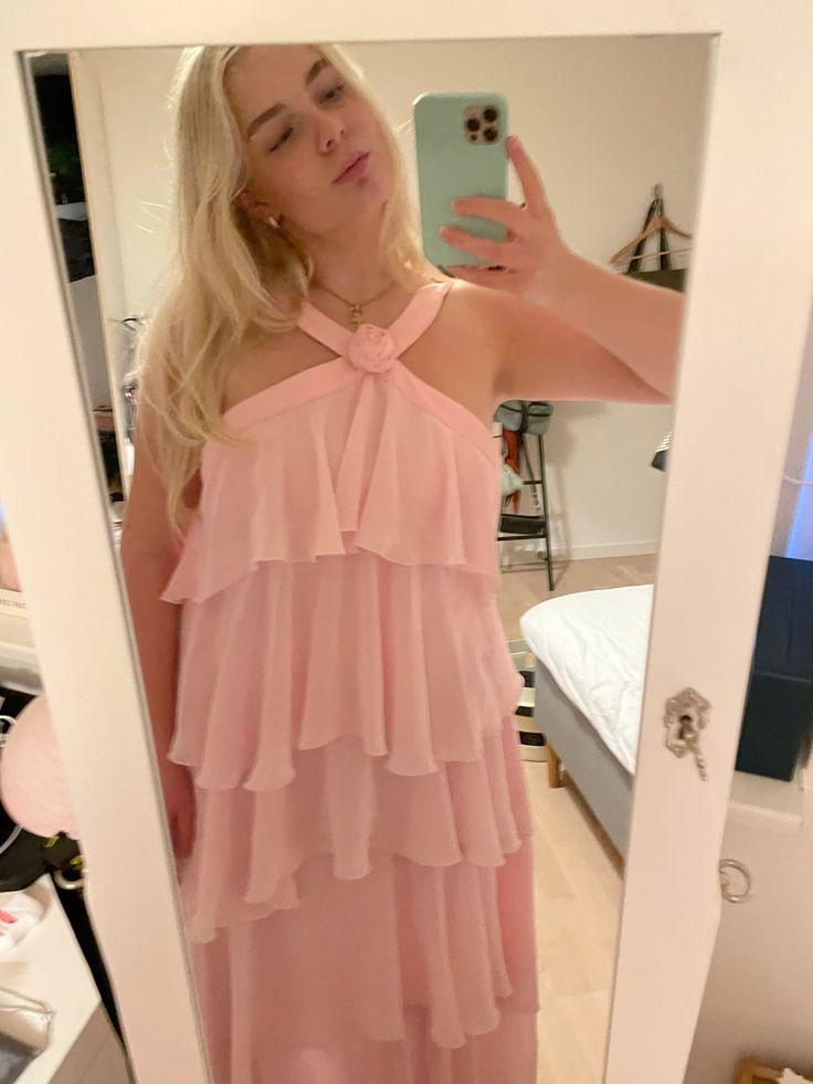 Halter Pink Chiffon A-Line Prom Dresses, Bridesmaid Dress CHP0420