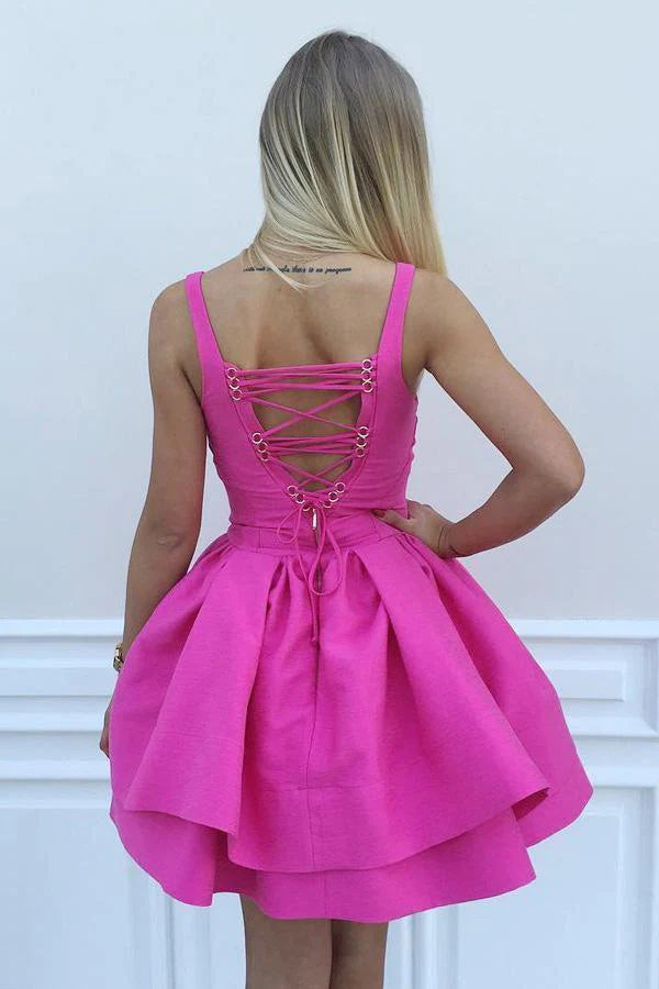 A-Line Hot Pink Sweetheart Short Prom Dress, Homecoming Dress chh0155 cherishgirls A-Line Hot Pink Sweetheart Short Prom Dress, Homecoming Dress chh0155 cherishgirls