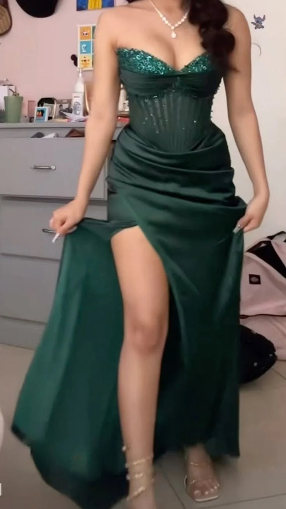 Dark Green Vintage Prom Party Dress Long Formal Evening Dress CHP0417