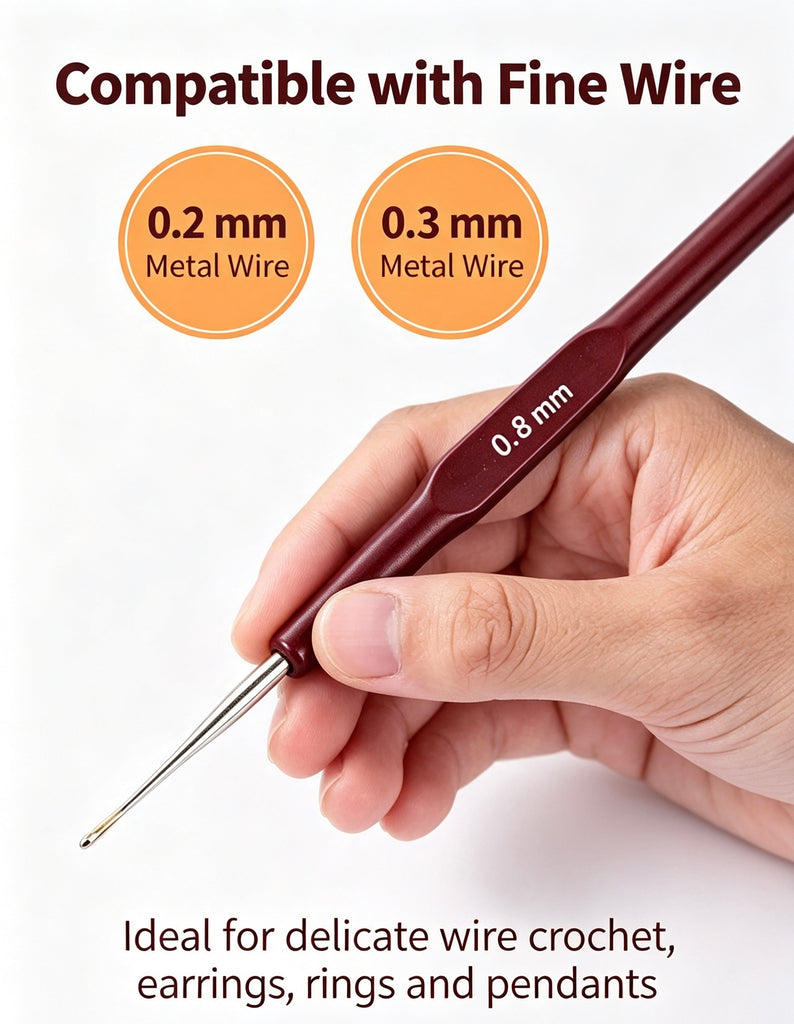 0.8mm Wire Crochet Hook for 0.2mm & 0.3mm Copper Wire Jewelry Making CHJ1013