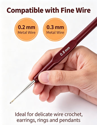 0.8mm Wire Crochet Hook for 0.2mm & 0.3mm Copper Wire Jewelry Making CHJ1013