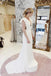 Mermaid V-Neck Cap Sleeves Wedding Dress with Ruffles, Bride Dress CHW0192