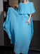 A Line Blue Pleated Chiffon Long Evening Dress, Party Dresses with Ruffles CHP0436
