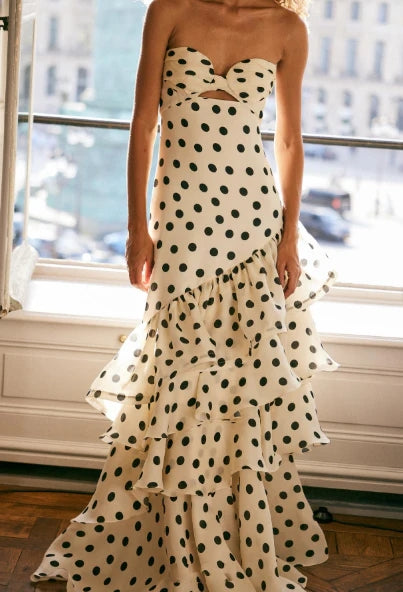 Strapless Polka Dots Dress Fashion Prom Evening Dresses CHP0458