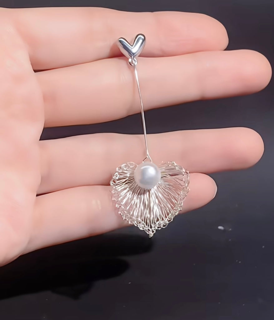 Wire Crochet Heart Pearl Earrings DIY Kit | Full Material Pack + Free Video Tutorial CHJ1010