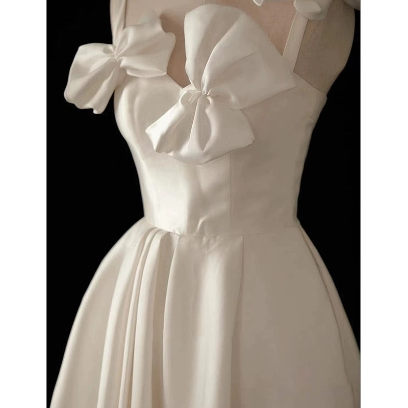 Short Ivory A-Line Homecoming Dress With Bowknot, Cute Party Dress chh0164