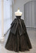 Black Strapless Satin and Tulle Long Prom Dress, Beautiful A-Line Evening Party Dress CHP0321